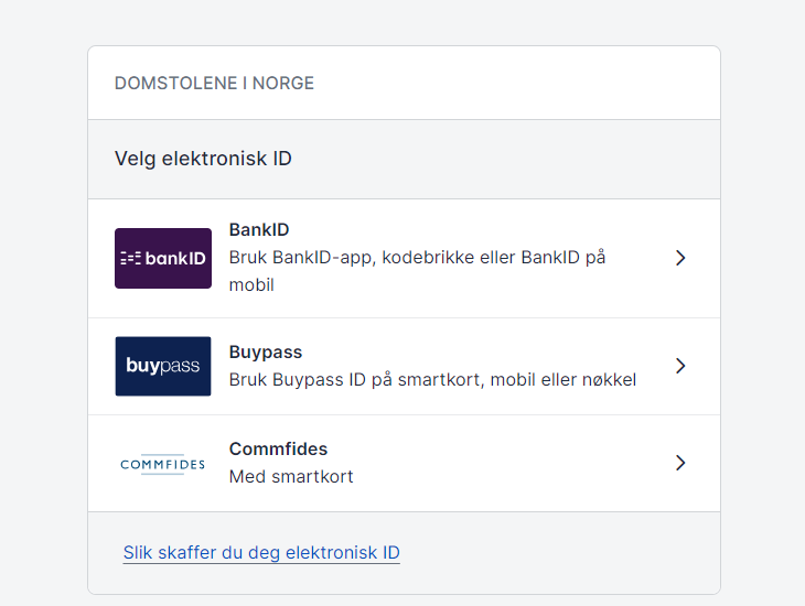 Skjermdump av innloggingssiden i Aktørportalen