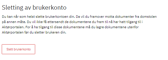 Skjermbilde av slette brukerkonto