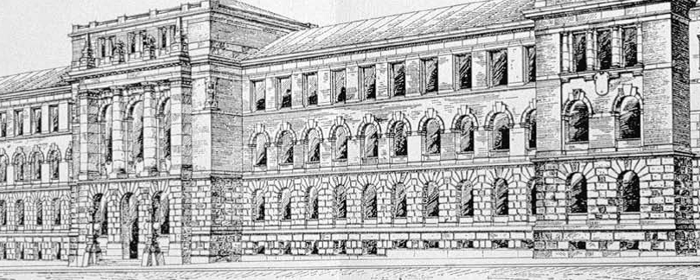 Høyesteretts Hus tegnet av byggets arkitekt Hans Jacob Sparre i 1903